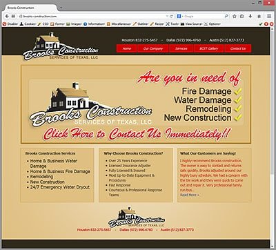 Brooks Construction Web site